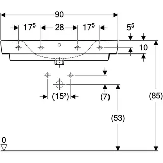 Geberit Renova Plan Waschtisch mit Ablagefl., 90x48cm mit Hahnloch, mit Überlauf, weiß, KeraTect – Bild 4