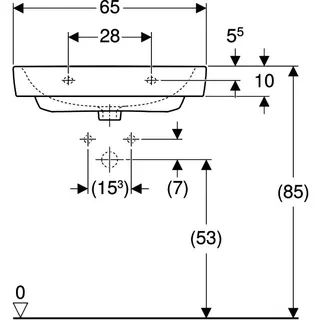 Geberit Renova Plan Waschtisch, 65x48cm ohne Hahnloch, ohne Überlauf, weiß – Bild 4