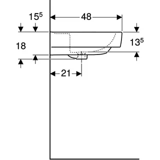 Geberit Renova Plan Waschtisch, 65x48cm ohne Hahnloch, ohne Überlauf, weiß – Bild 5