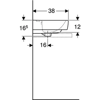 Geberit Renova Plan Aufsatz-HWB 50x38cm m. Hahnloch, mit Überlauf, weiß, KeraTect – Bild 5