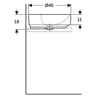 Geberit VariForm Aufsatzwaschtisch, rund mit HLB, d: 45cm, mit Überlauf, weiß, KeraTect – Bild 5