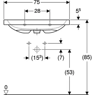 Geberit iCon Light Waschtisch 75x48cm mit Hahnloch, ohne Überlauf, weiß – Bild 4