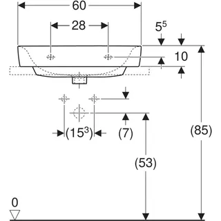 Geberit Renova Plan Aufsatzwaschtisch 60x48cm ohne Hahnloch, ohne Überlauf, weiß – Bild 4