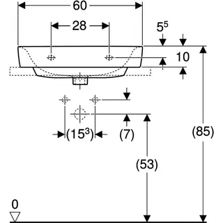 Geberit Renova Plan Aufsatzwaschtisch 60x48cm o. Hahnloch, ohne Überlauf, weiß, KeraTect – Bild 4