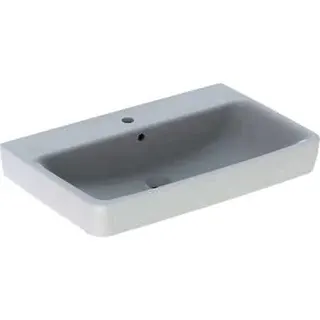Geberit Renova Plan Waschtisch, 75x48cm mit Hahnloch, mit Überlauf, weiß – Bild 2