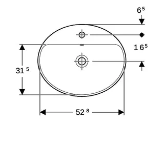 Geberit VariForm Einbauwaschtisch, oval mit HLB, 55x45cm, mit Überlauf, weiß gl – Bild 5