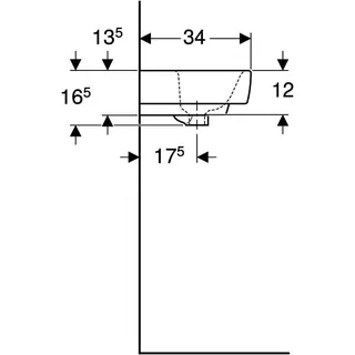Geberit Renova Plan Handwaschbecken, 45x34cm ohne Hahnloch, mit Überlauf, weiß, KeraTect – Bild 5