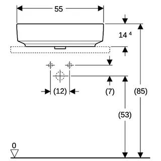 Geberit VariForm Aufsatz-Waschtisch, rechteckig 55x40cm, o. Hl, ohne Überlauf, weiß – Bild 5