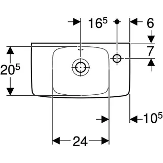 Geberit Renova Compact HWB, verk.Ausld.,Ablg. 45x25cm, Hl.re, mit Überlauf, weiß, KeraTect – Bild 5
