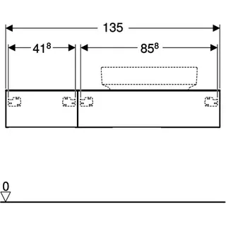 Geberit VariForm US für AS-Waschtisch, m. 2 Schubl. 135x23,5x51cm, Nußbaum hickory – Bild 4