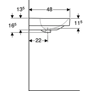 Geberit Smyle Square Waschtisch, 75x48cm ohne Hahnloch, mit Überlauf, weiß – Bild 5
