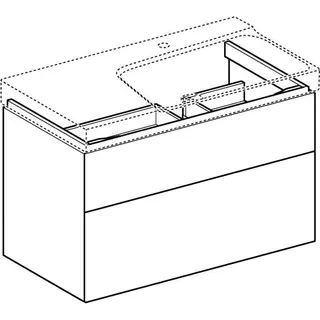 Geberit Xeno2 Unterschrank f. Waschtisch m. Ablg. links m. 2 Schubl., 88x53x46,2cm, weiß – Bild 3