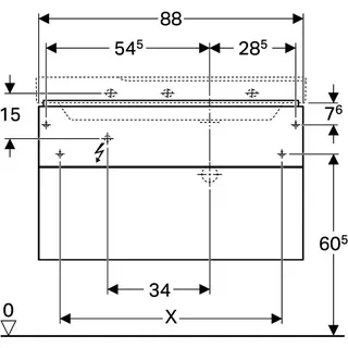 Geberit Xeno2 Unterschrank f. Waschtisch m. Ablg. links m. 2 Schubl., 88x53x46,2cm, weiß – Bild 4