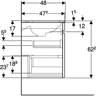 Geberit Renova Plan Set MWT m. US, 1 Schubl. 55x62,2x48cm, lava – Bild 5