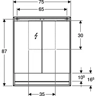 Geberit ONE Spiegelschrank mit Ni/Comf.Light 2 Türen, AP-Mont., 75x90x15cm, alu. – Bild 5