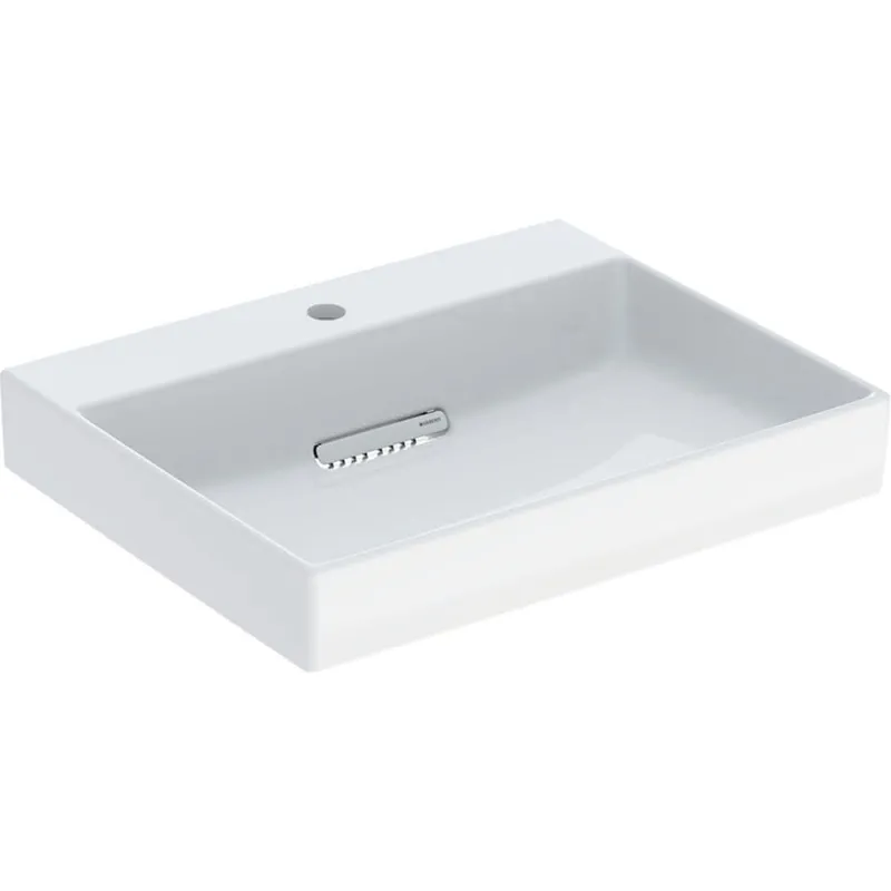 Geberit ONE Waschtisch 60x48cm, CleanDrain mit Hahnloch, ohne Überlauf, weiß, KeraTect/weiß glzd