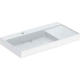 Geberit ONE Waschtisch 90x48cm, CleanDrain, Ablg.re mit Hahnloch, ohne Überlauf, weiß, KeraTect/weiß glzd
