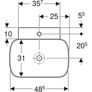Geberit ONE AS-Waschtisch, Schalenform, 50x42,5 cm mit Hahnloch, ohne Überlauf, weiß, KeraTect – Bild 5