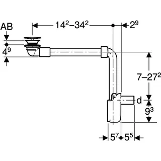 Geberit Waschtisch Ablauf d32 Raumsparmodell mit freiem Auslauf, Ventilab. weiß – Bild 4