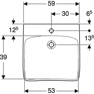 Geberit Renova Comfort Waschtisch barrierefrei 60x55cm, mit Hahnloch, ohne Überlauf, weiß – Bild 4