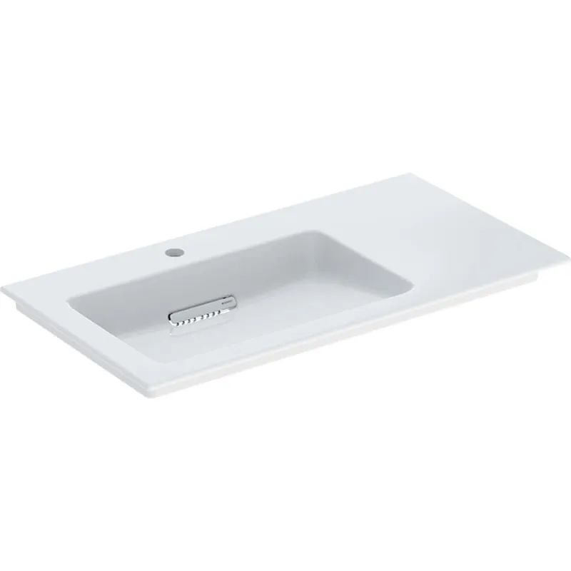 Geberit ONE MWT 90x48cm, CleanDrain, Ablg.re mit Hahnloch, ohne Überlauf, weiß, KeraTect/weiß glzd