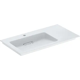 Geberit ONE MWT 90x48cm, CleanDrain, Ablg.re mit Hahnloch, ohne Überlauf, weiß, KeraTect/weiß glzd