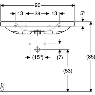 Geberit iCon Light Waschtisch 90x48cm Ablagefl., mit Hahnloch, mit Überlauf, weiß KeraTect – Bild 5