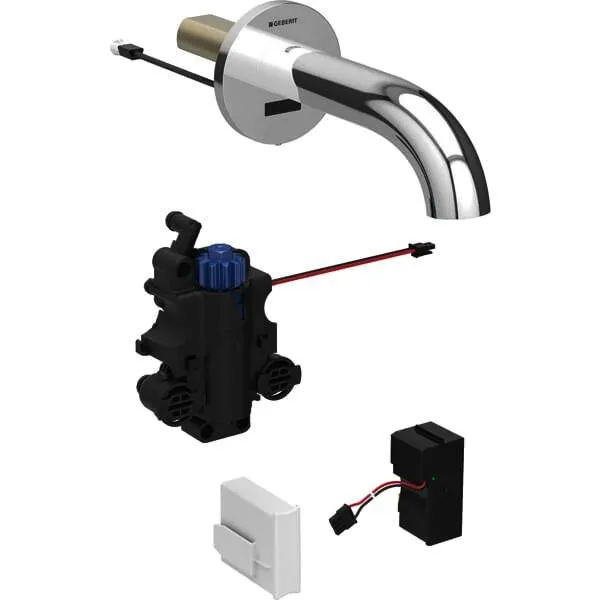 Geberit Waschtischarmatur Piave, Wandmontage mit UP-Funktionsbox Netz mit Mischer L17