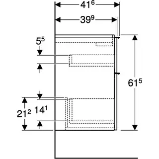 Geberit iCon Unterschrank f. Waschtisch, verk. Ausld. 59,2x61,5x41,6cm, lava – Bild 5