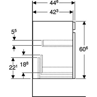 Geberit Renova Plan US f. Waschtisch, mit 1 Schublade u. Innenschubl., 63,4x60,6x44,6cm, lava – Bild 5