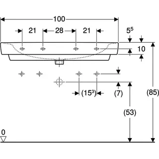 Geberit Renova Plan Waschtisch 100x48cm zwei Hl., mit Überlauf, weiß, KeraTect – Bild 4