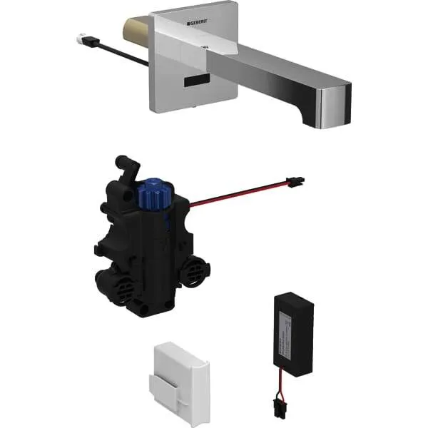Geberit Waschtischarmatur Brenta, Wandmontage mit UP-Funktionsbox Batt. mit Mischer L2