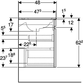 Geberit Renova Plan Set DMWT m. US, 2 Schubl. 130x62,2x48cm, lava/KeraTect – Bild 5