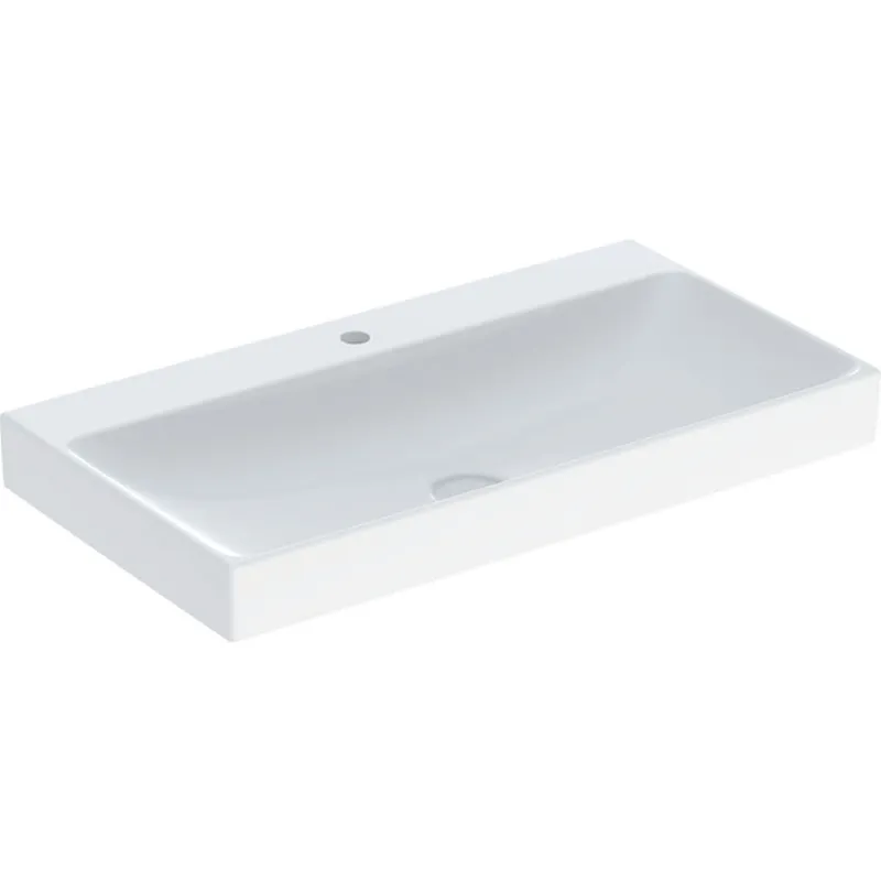 Geberit ONE Waschtisch 90x48 cm mit Hahnloch, ohne Überlauf, weiß, KeraTect
