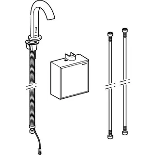 Geberit Waschtischarmatur Piave, Standmontage mit AP-Funktionsbox Batt. mit Mischer – Bild 5