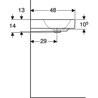 Geberit ONE Waschtisch 105x48 cm ohne Hahnloch, ohne Überlauf, weiß, KeraTect – Bild 4