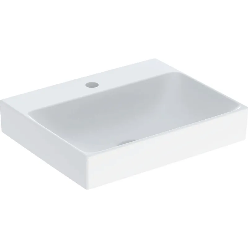 Geberit ONE AS-Waschtisch rechteckig, 50x41 cm mit Hahnloch, ohne Überlauf, weiß, KeraTect