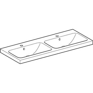 Geberit iCon Light Doppelwaschtisch 120x48cm mit Hahnloch, mit Ül., weiß, KeraTect – Bild 3