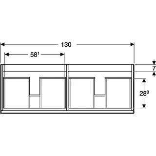 Geberit Renova Plan US für DMWT, mit 2 Schbl. 129x60,5x47,3cm, weiß – Bild 5