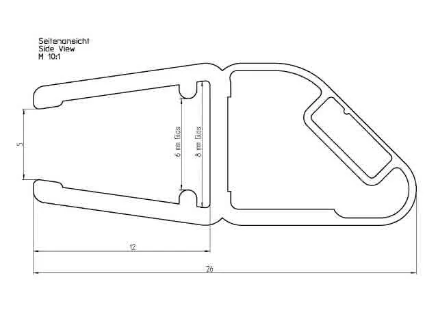 DS Magnetprofil 45 Grad L: 2100 mm, 000: Pressblank