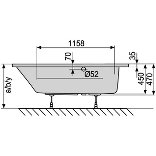 DS Eckwanne asym. Malaga 460 1550x1050 Weiß Glanz – Bild 2