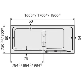 DS Badewanne m.ent. TEin rechts, DZ links Stepin Pure 1600x750 Weiß Glanz – Bild 4