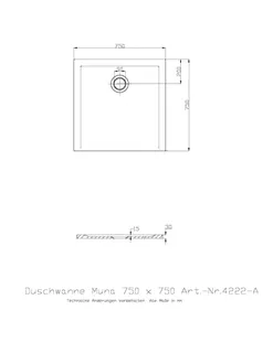 Hoesch Duschwanne Muna S 750x750x30 ohne Antirutsch, Material Solique, Weiß – Bild 2