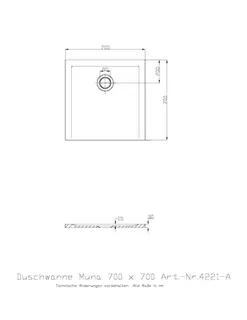 Hoesch Duschwanne Muna S 700x700x30 ohne Antirutsch, Material Solique, Weiß – Bild 2