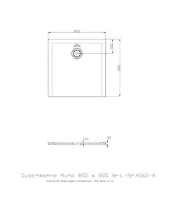 Hoesch Duschwanne Muna S 800x800x30 ohne Antirutsch, Material Solique, Weiß – Bild 2
