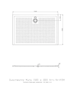 Hoesch Duschwanne Muna 1500x1000x30 mit Antirutsch, Material Solique, Weiß – Bild 2