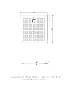 Hoesch Duschwanne Muna S 1000x1000x30 mit Antirutsch, Material Solique, Weiß – Bild 2