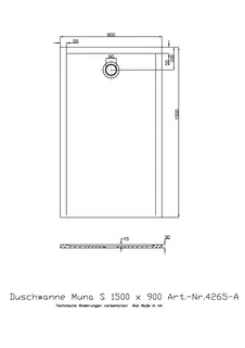 Hoesch Duschwanne Muna S 1500x900x30 ohne Antirutsch, Material Solique, Weiß – Bild 2