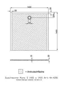 Hoesch Duschwanne Muna S 1400x1400x30 mit Antirutsch, Material Solique, Weiß – Bild 2