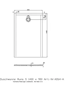 Hoesch Duschwanne Muna S 1400x900x30 ohne Antirutsch, Solique, Weiß Matt – Bild 2
